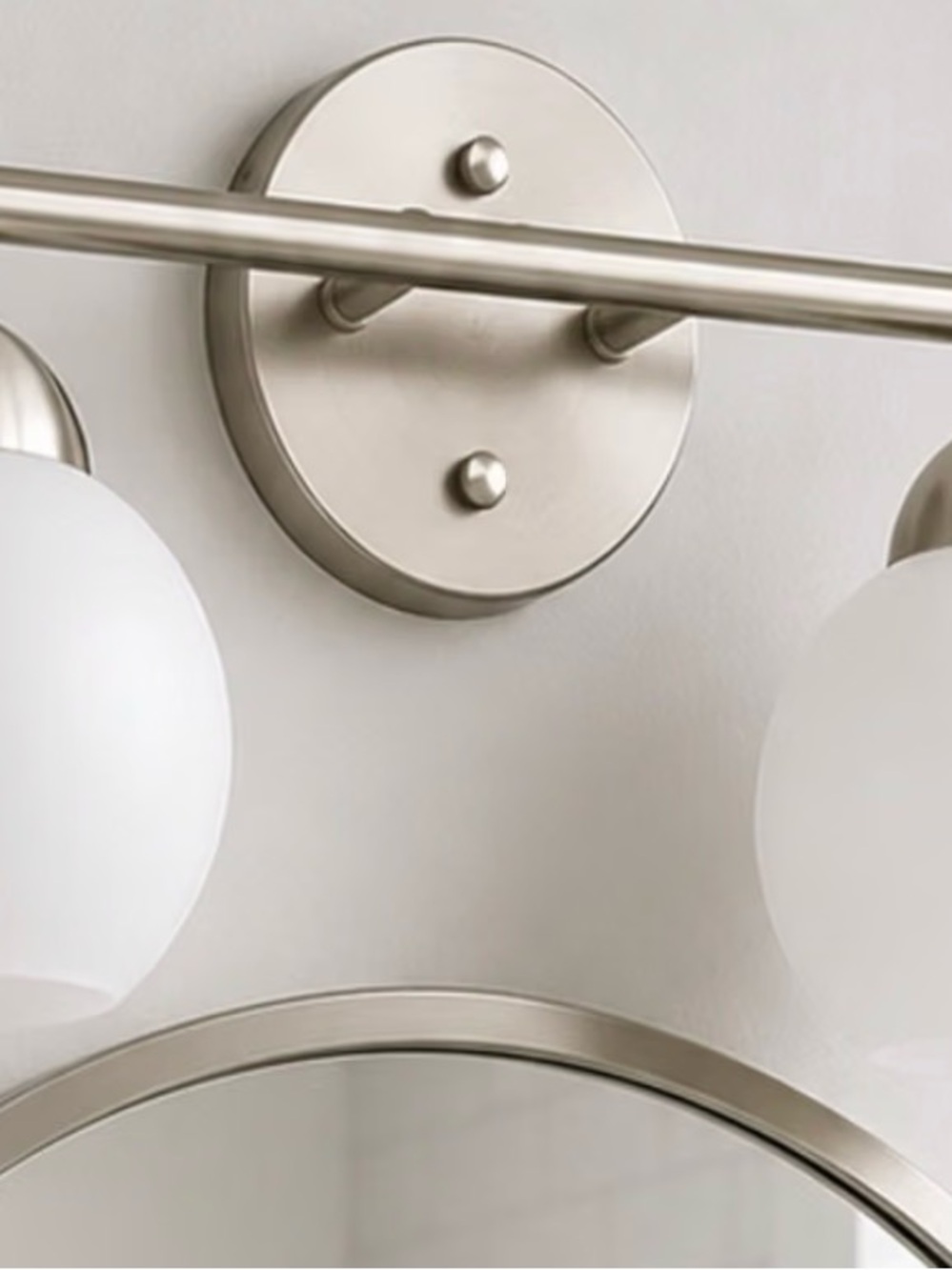 Modern Brushed Nickel DouModern Brushed Nickel Double Globe Vanity Light Fixture